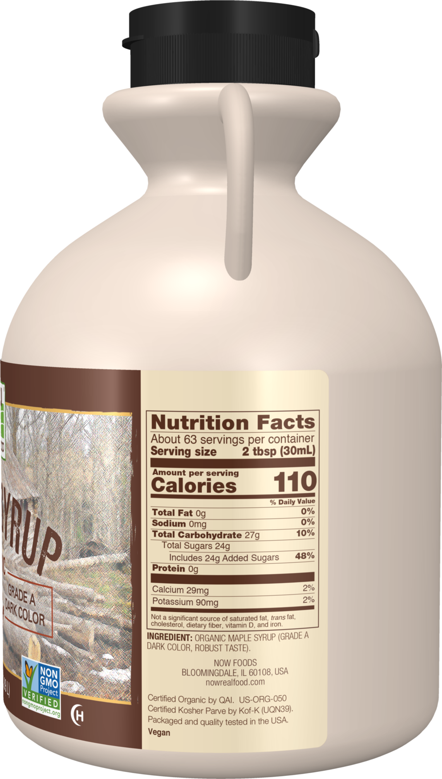 NOW Foods, Certified Organic Maple Syrup, Grade A Dark Color, 64 fl. oz