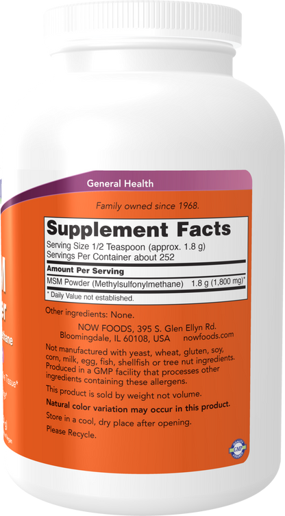 NOW Supplements, MSM Powder, Joint Health*, 1 lb