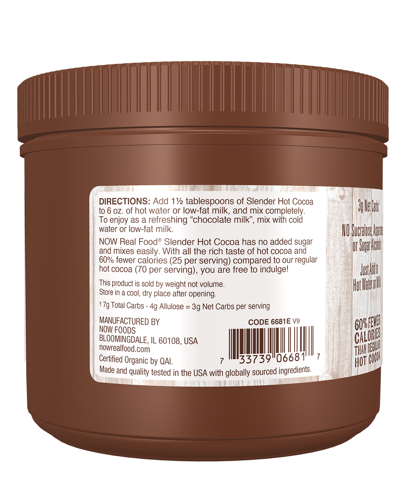 NOW Foods, Organic Slender Hot Cocoa, 10 oz