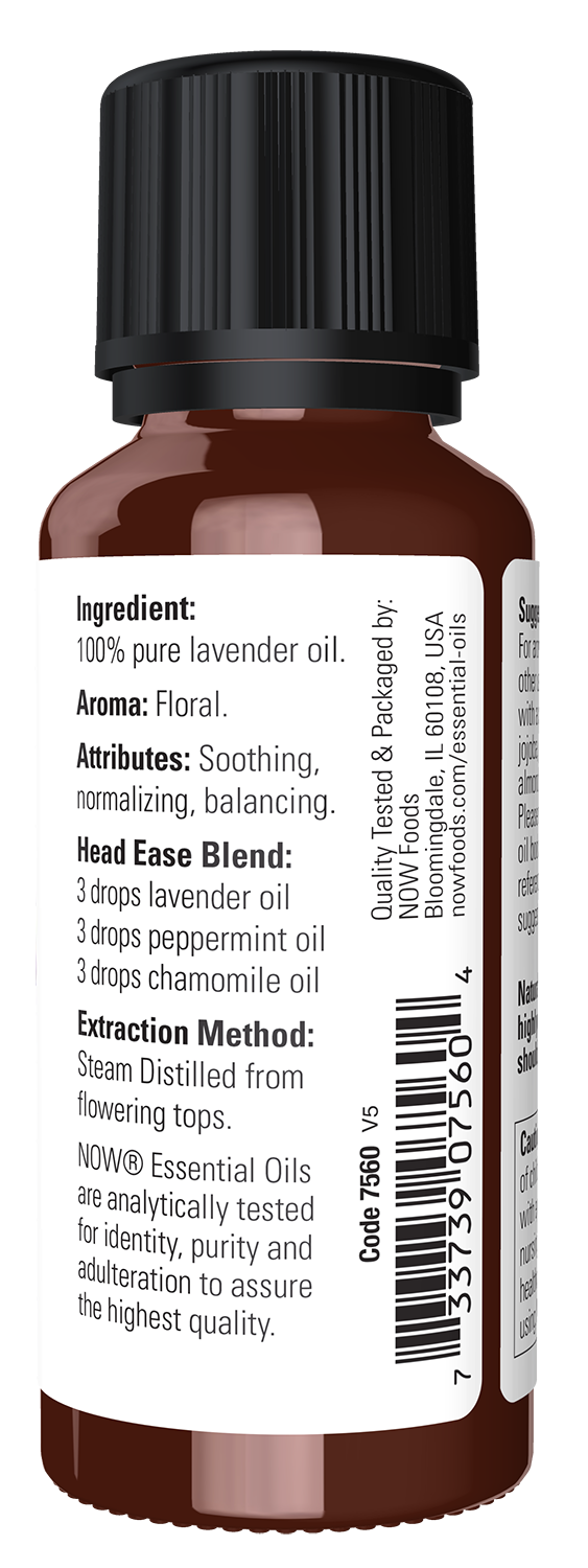 NOW Essential Oils, Lavender Oil, Steam Distilled, Undiluted, 1 fl. oz