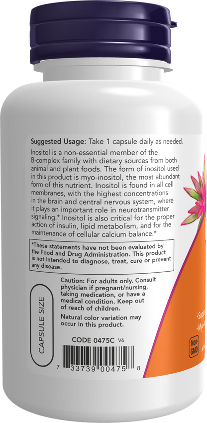 NOW Supplements, Inositol 500 mg, Cellular Health*, 100 Veg Caps
