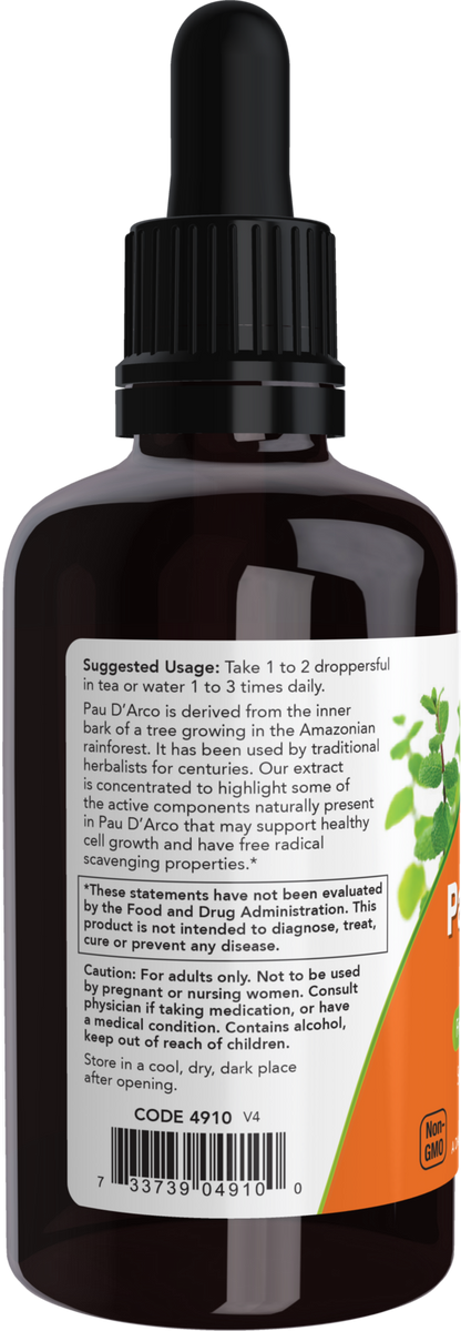 NOW Supplements, Pau D'Arco Extract Liquid with Dropper, 2 oz