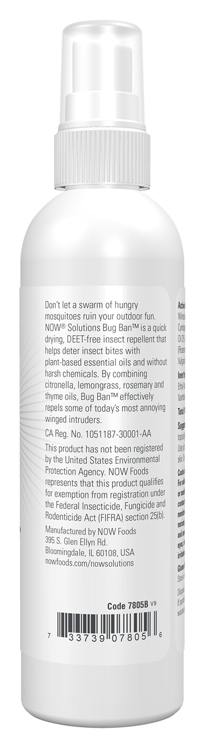 NOW Solutions, Bug Ban™ Spray, Plant-Powered Insect Repellant, 4 fl. oz