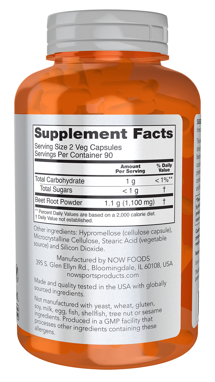 NOW Sports, Beet Root 550 mg, Naturally Occurring Nitrates, 180 Veg Caps