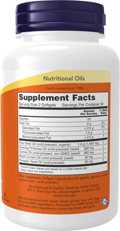 NOW Supplements, Omega 3-6-9 1000 mg, 100 Softgels
