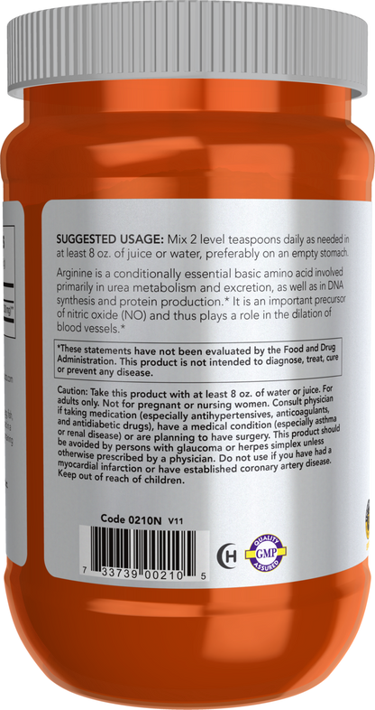 NOW Sports, L-Arginine Powder, Nitric Oxide Precursor*, Amino Acids, 1 lb