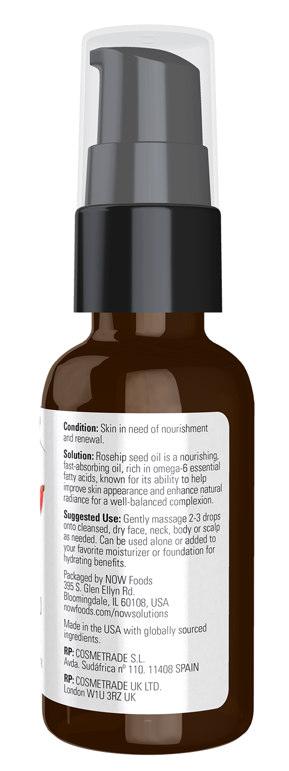 NOW Solutions, Rose Hip Seed Oil, Nourishing and Renewing, 1 fl. oz