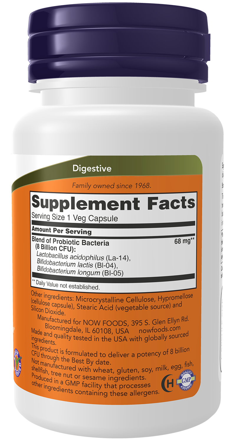 NOW Supplements, 8 Billion Acidophilus & Bifidus, Probiotic, 60 Veg Caps