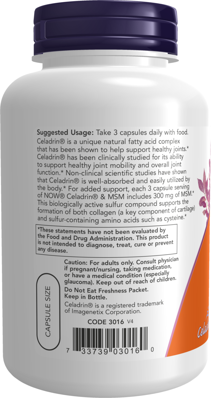 NOW Supplements, Celadrin® & MSM, 500 mg of Celadrin®, 120 Caps