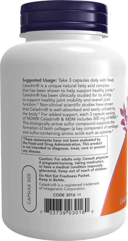 NOW Supplements, Celadrin® & MSM, 500 mg of Celadrin®, 120 Caps