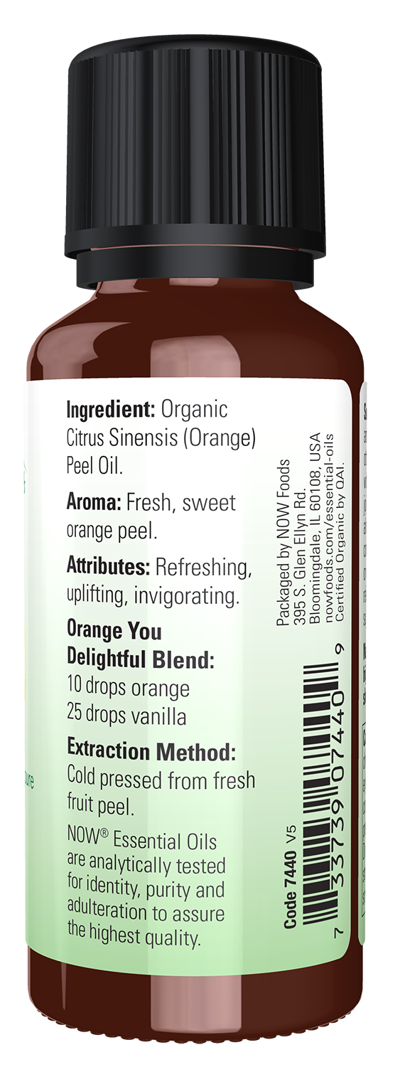 NOW Essential Oils, Organic Orange Oil, Cold Pressed, Undiluted, 1 fl. oz