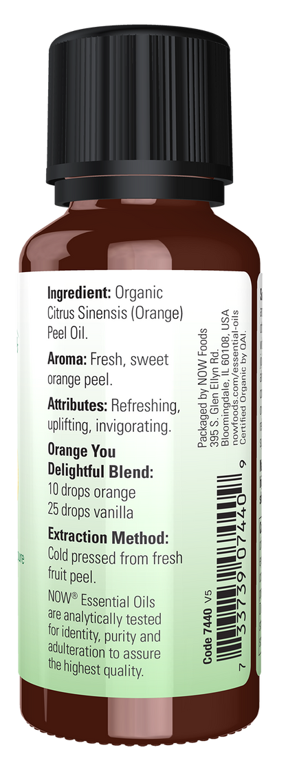 NOW Essential Oils, Organic Orange Oil, Cold Pressed, Undiluted, 1 fl. oz