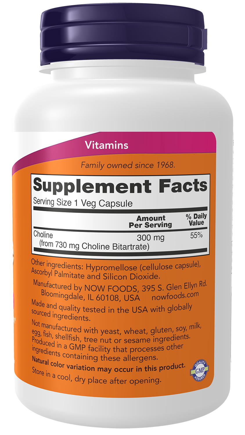 NOW Supplements Choline 300 mg, 100 Veg Capsules - Supports Nervous System and Liver Health*, Vegan