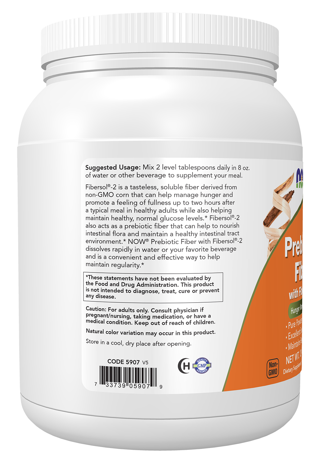 NOW Supplements, Prebiotic Fiber with Fibersol-2, Powder, 12-oz