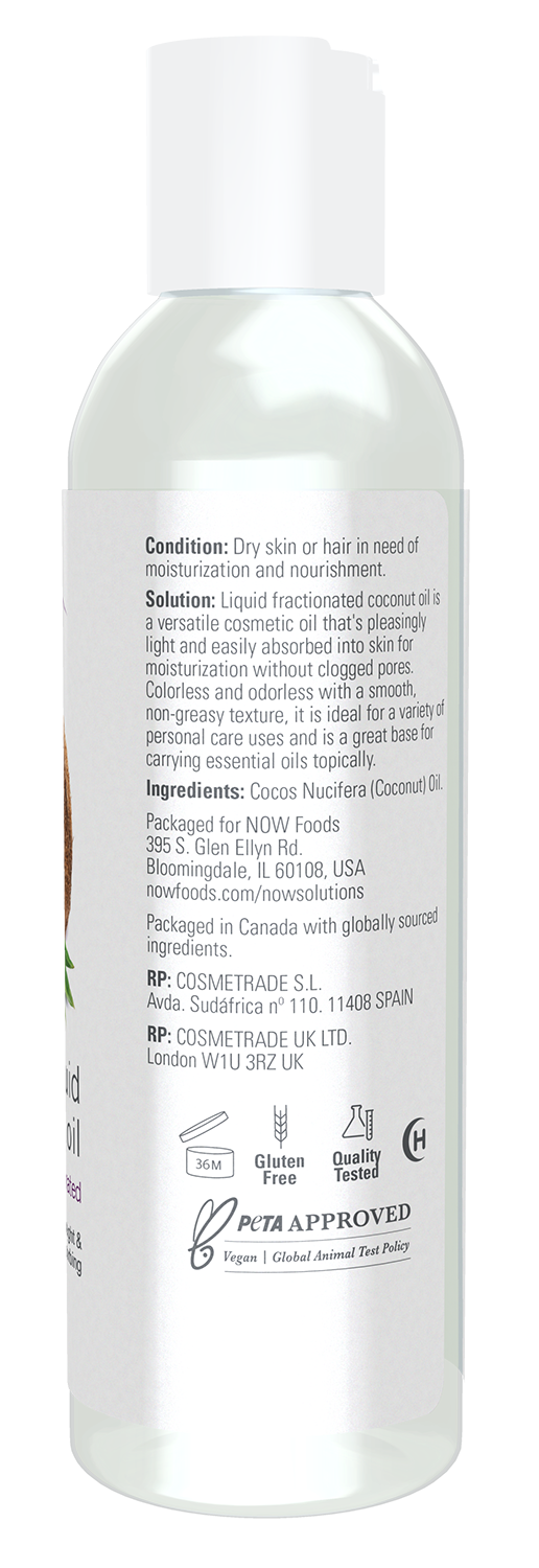 NOW Solutions, Liquid Coconut Oil, Light and Nourishing, 4 fl. oz