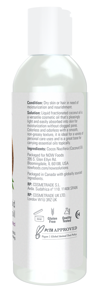 NOW Solutions, Liquid Coconut Oil, Light and Nourishing, 4 fl. oz