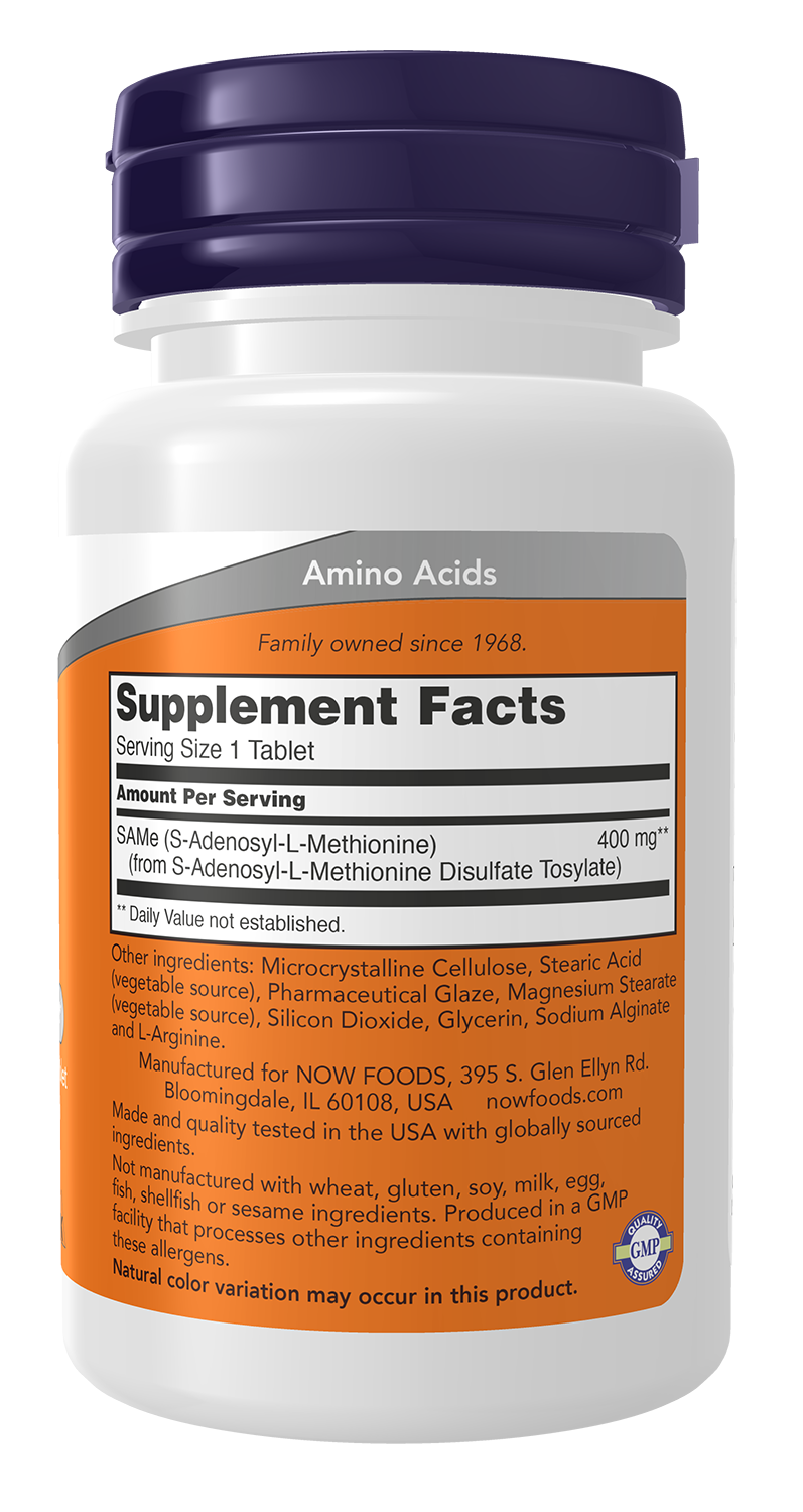 NOW Supplements, SAMe 400 mg, Nervous System Support*, 30 Tabs