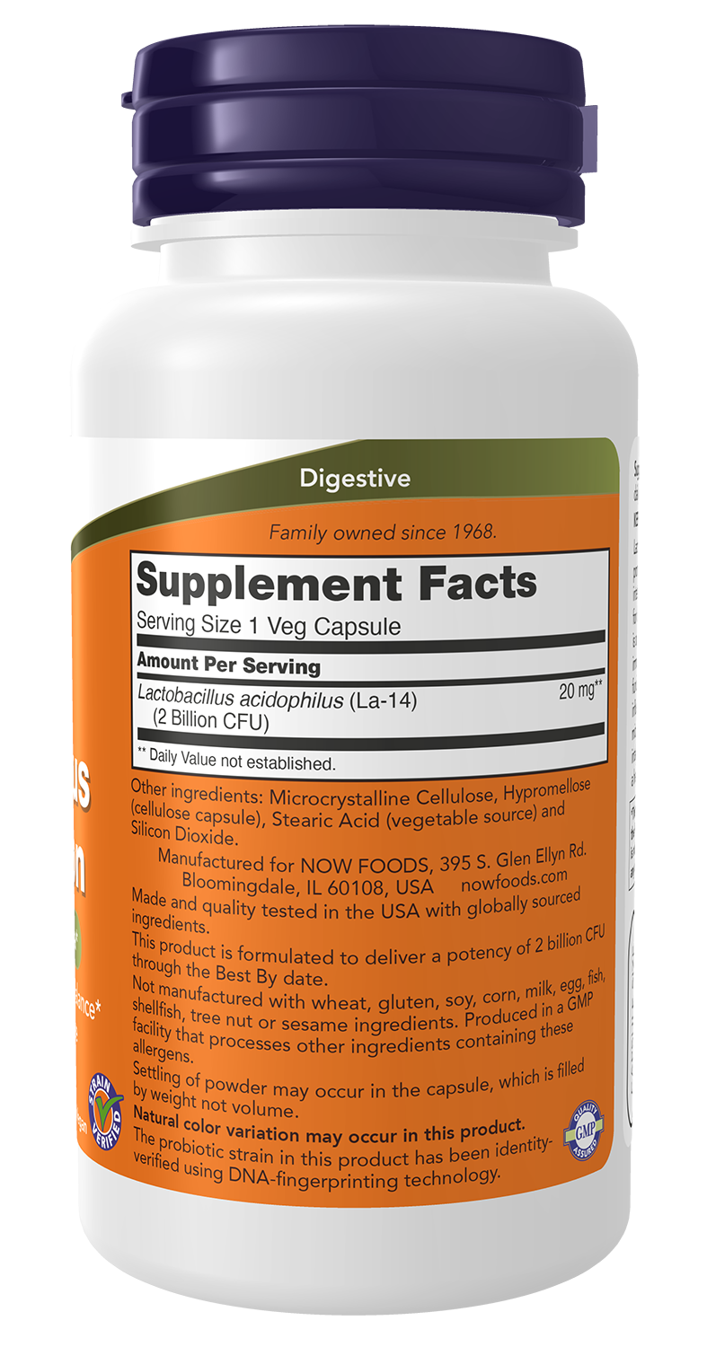 NOW Supplements, Acidophilus, 2 Billion, Probiotic, 100 Veg Caps