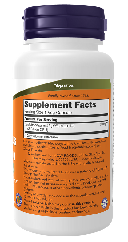 NOW Supplements, Acidophilus, 2 Billion, Probiotic, 100 Veg Caps