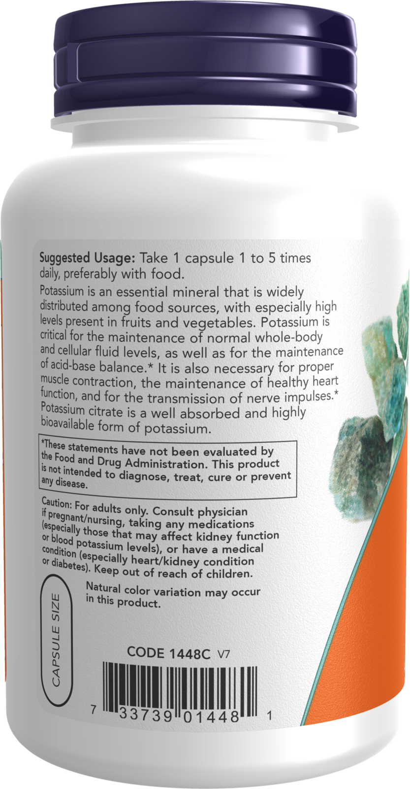 NOW Supplements, Potassium Citrate 99 mg, Essential Mineral, 180 Veg Caps