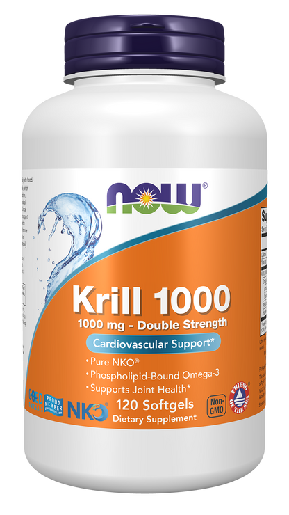 NOW Supplements, Krill 1000 mg, Phospholipid-Bound Omega-3, 120 Softgels