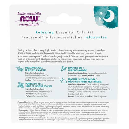 NOW Essential Oils, Let There Be Peace & Quiet Aromatherapy Kit, 4x 10 mL