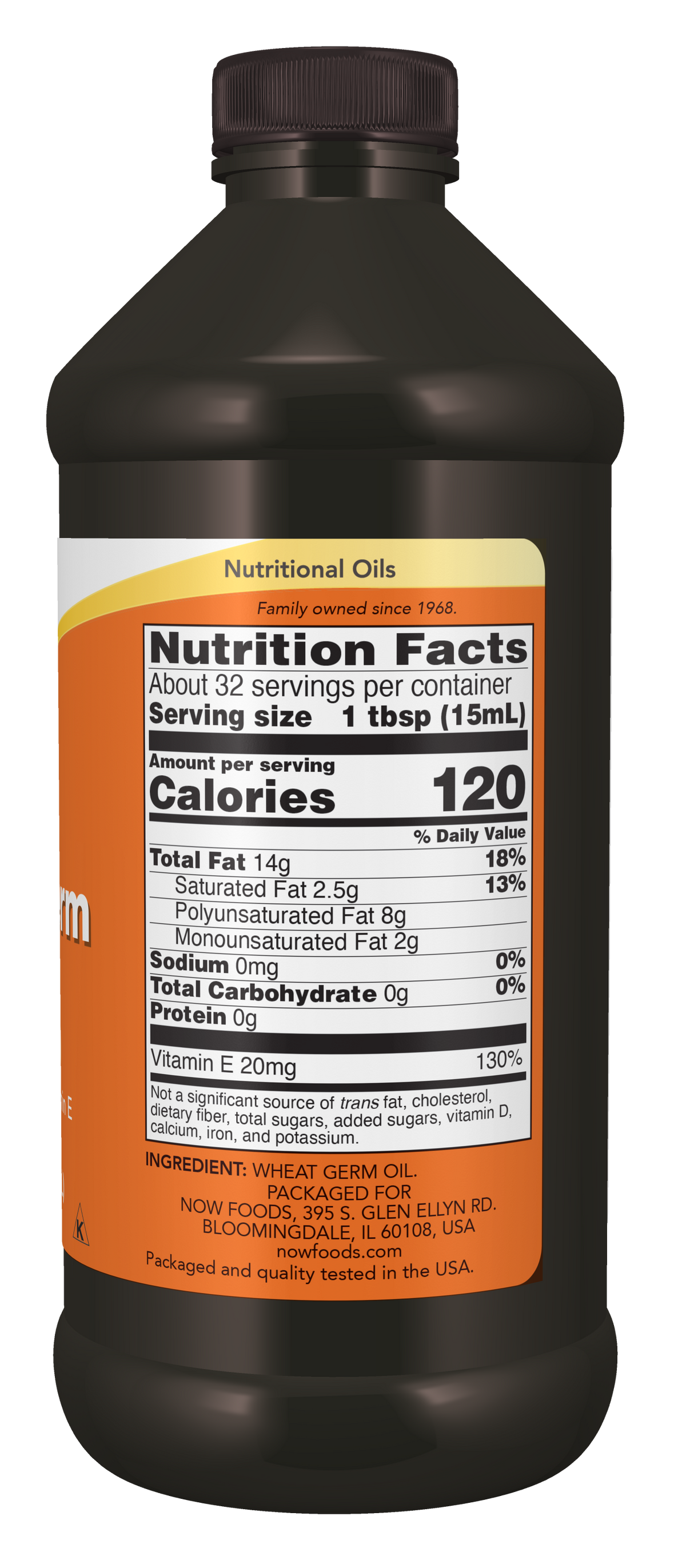 NOW Supplements, Wheat Germ Oil naturally occurring Vit E, 16 oz