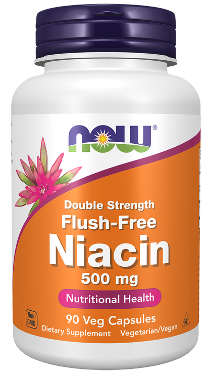 NOW Supplements, Niacin (Vitamin B-3) 500 mg, Flush-Free, 90 Veg Caps