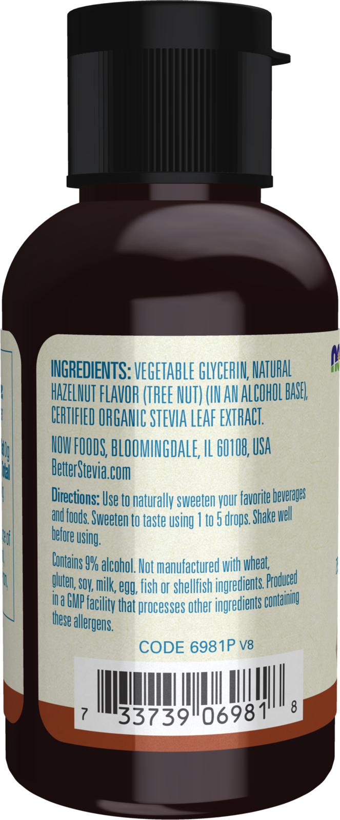 NOW  BetterStevia® Hazelnut Zero-Calorie Liquid Sweetener, 2 fl. oz.