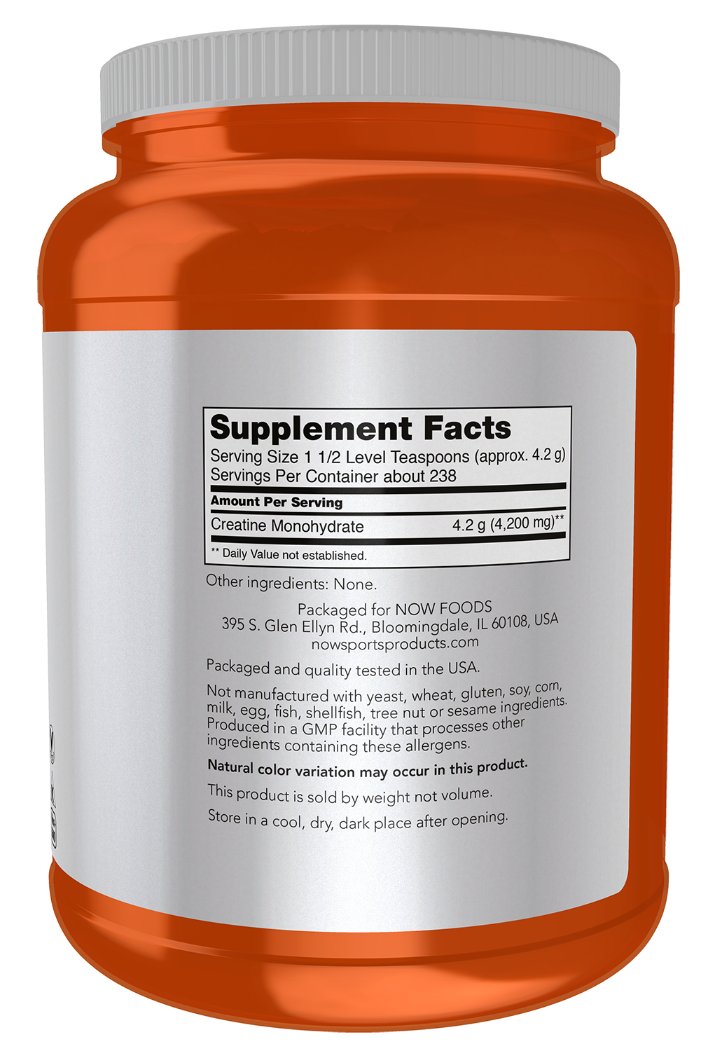 NOW Sports, Micronized Creatine Powder, Muscle Fuel*, 1 kg