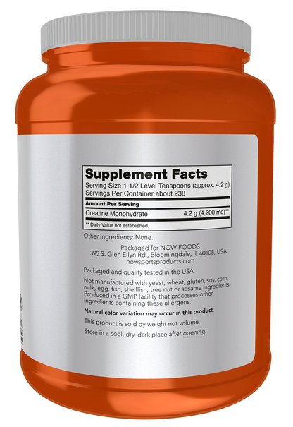 NOW Sports, Micronized Creatine Powder, Muscle Fuel*, 1 kg