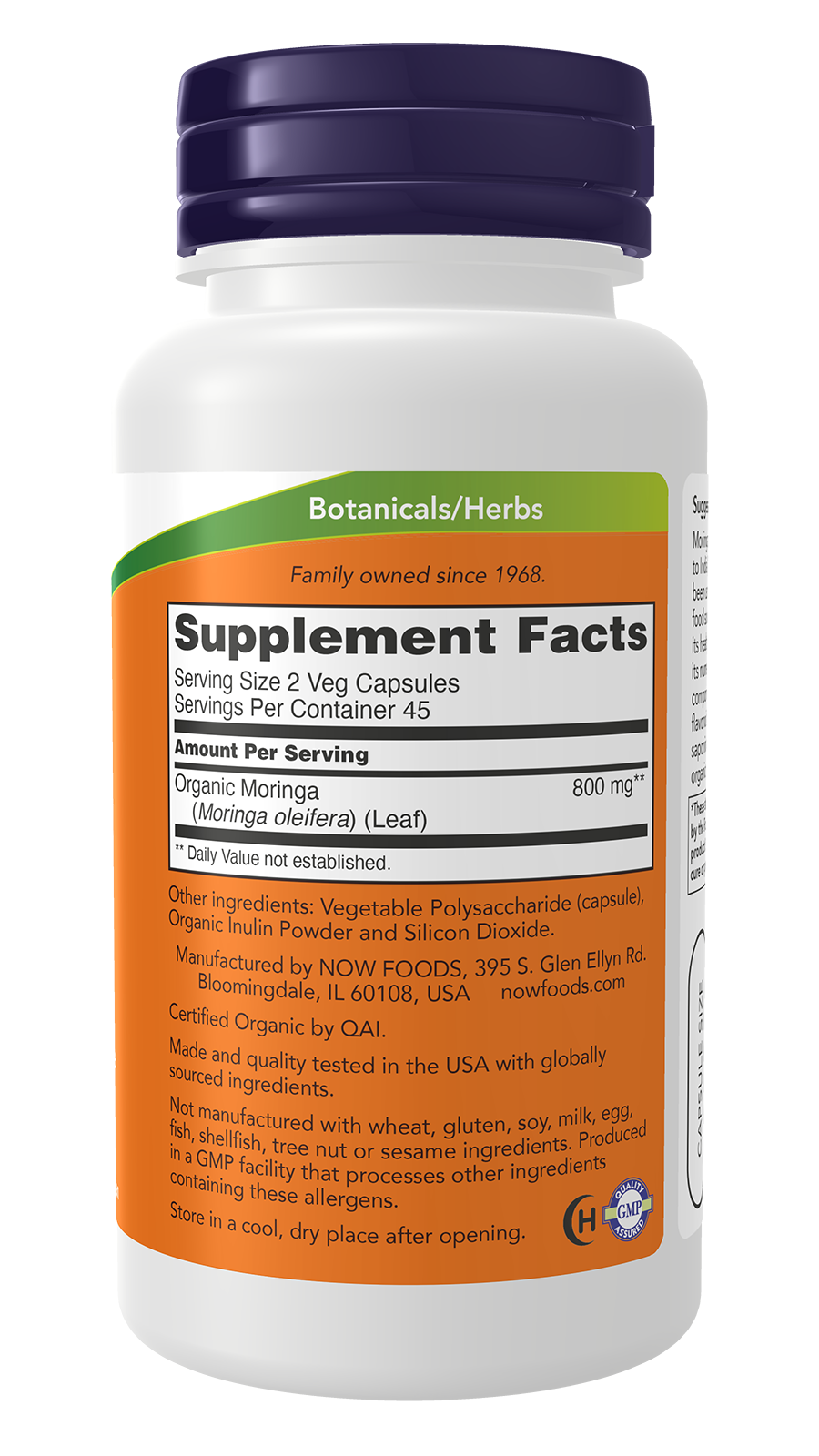 NOW Supplements, Moringa Leaf, Free Radical Protection*, 90 Veg Caps