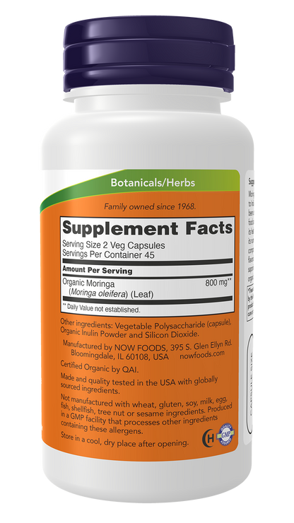 NOW Supplements, Moringa Leaf, Free Radical Protection*, 90 Veg Caps