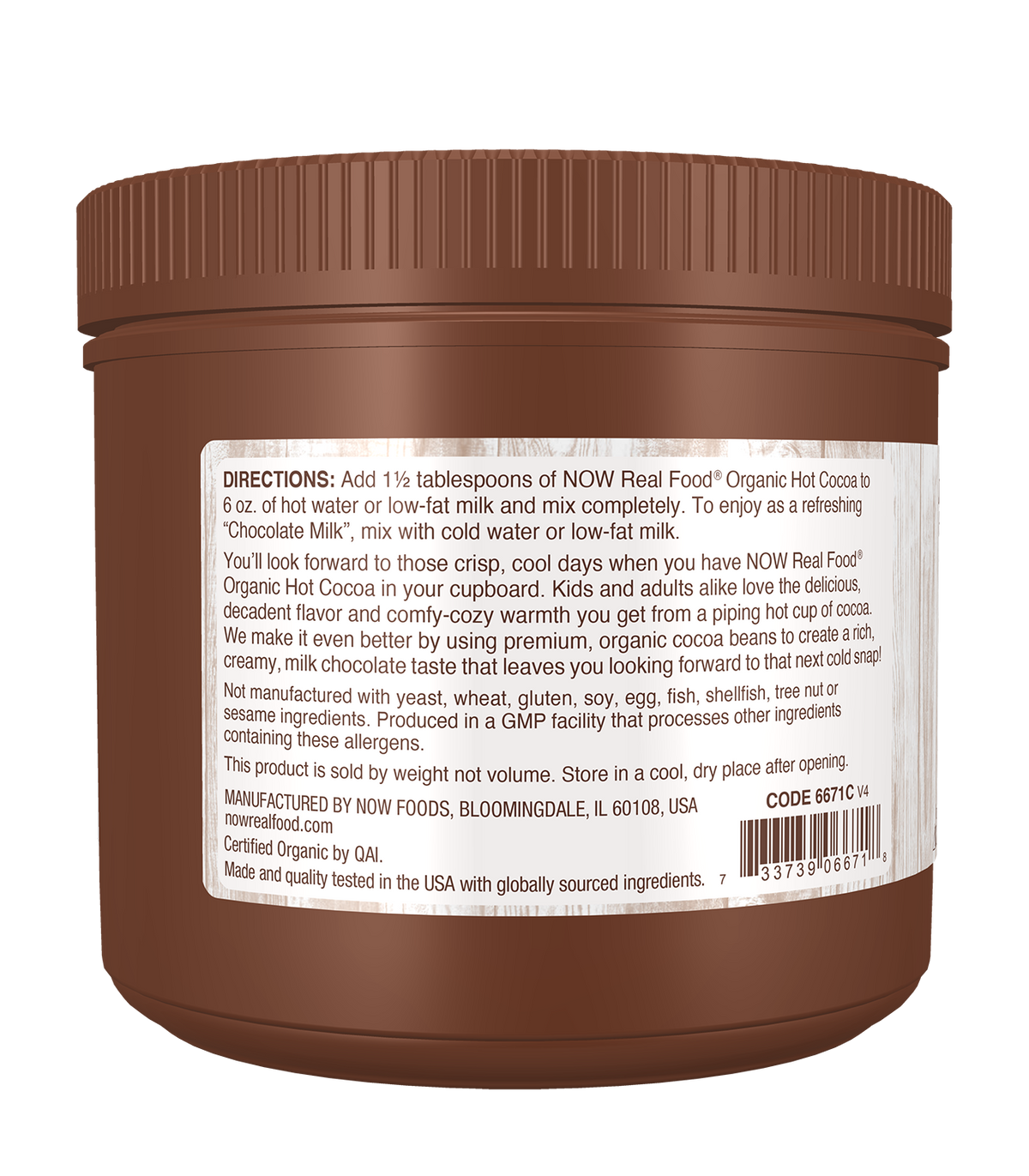 NOW Foods, Organic Hot Cocoa, Rich, Creamy flavor, 14 oz
