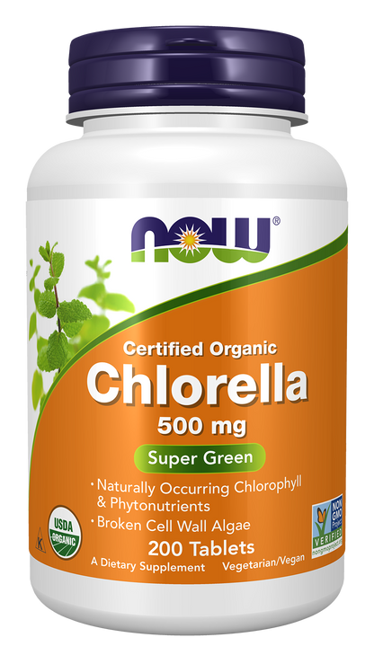 NOW Supplements, Organic Chlorella 500 mg, 200 Tabs