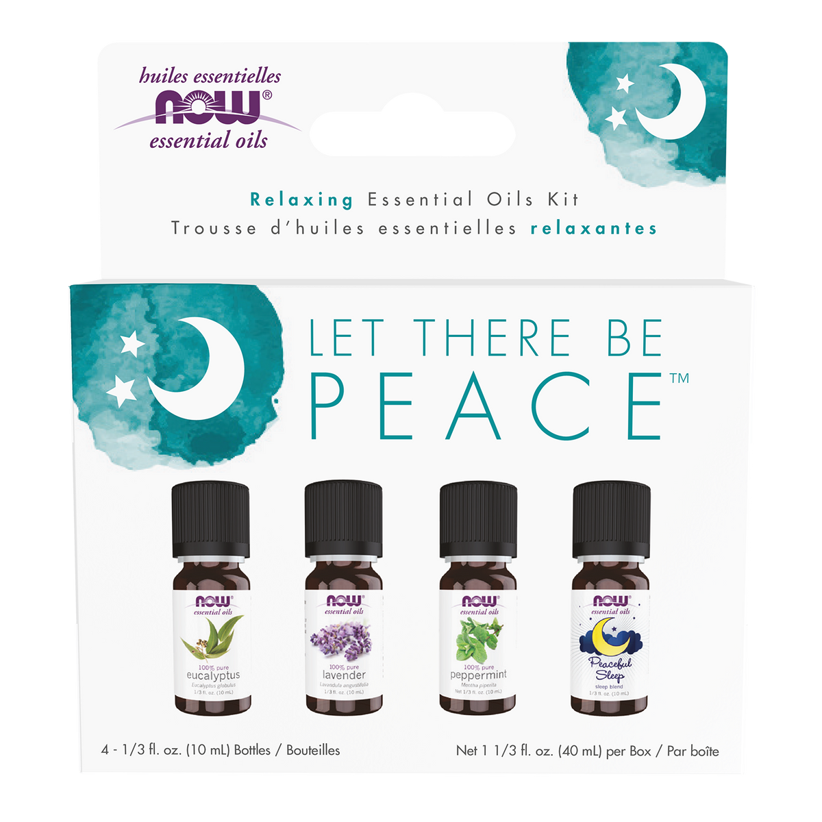 NOW Essential Oils, Let There Be Peace & Quiet Aromatherapy Kit, 4x 10 mL