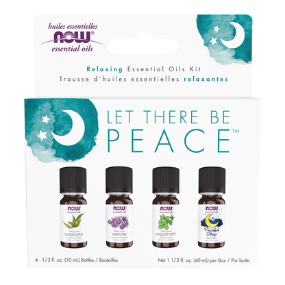 NOW Essential Oils, Let There Be Peace & Quiet Aromatherapy Kit, 4x 10 mL