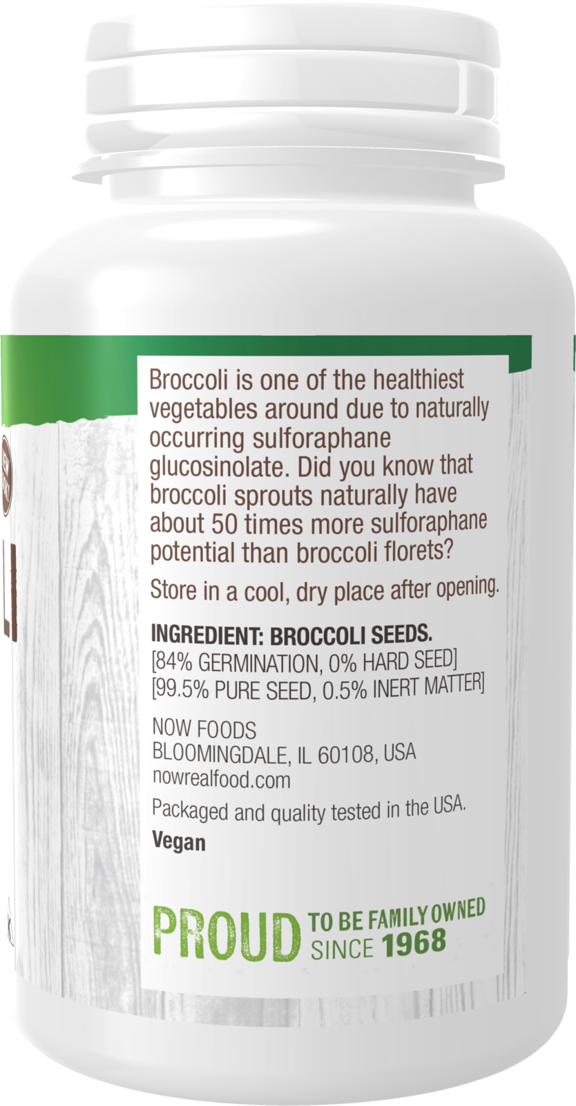 NOW Foods, Broccoli Seeds For Sprouting, Non-GMO Project Verified, 4 oz