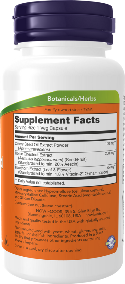 NOW Supplements, Celery Seed Extract with Horse Chestnut, 60 Veg Caps
