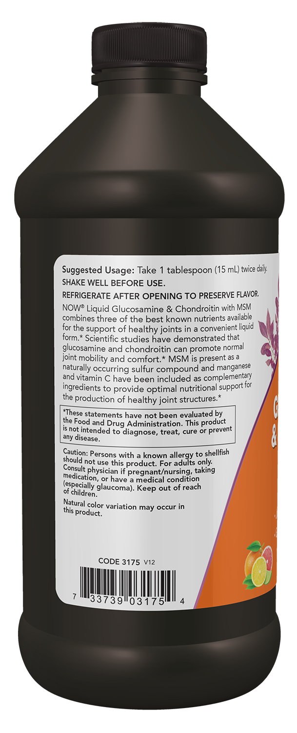 NOW Supplements, Glucosamine & Chondroitin with MSM, Liquid, 16 fl. oz