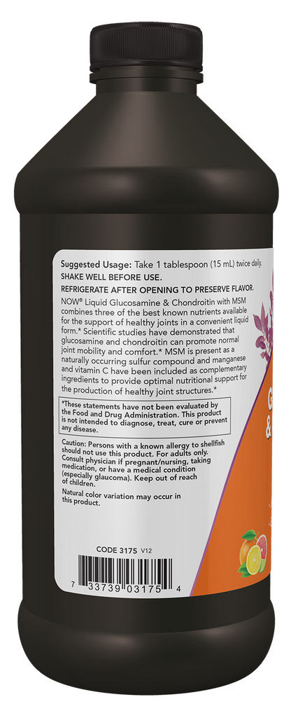 NOW Supplements, Glucosamine & Chondroitin with MSM, Liquid, 16 fl. oz