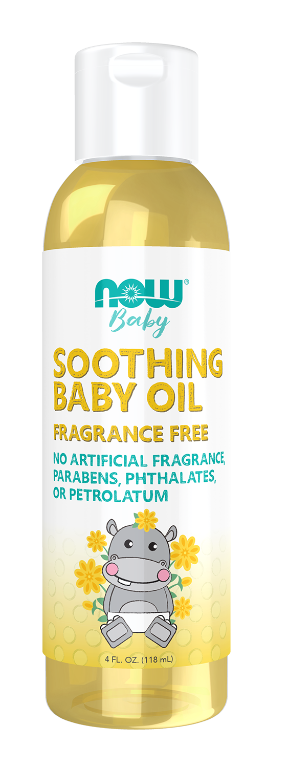 NOW Baby, Soothing Baby Oil, Fragrance Free, 4-Ounce