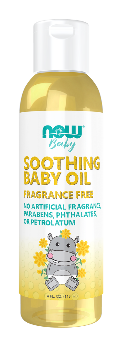 NOW Baby, Soothing Baby Oil, Fragrance Free, 4-Ounce