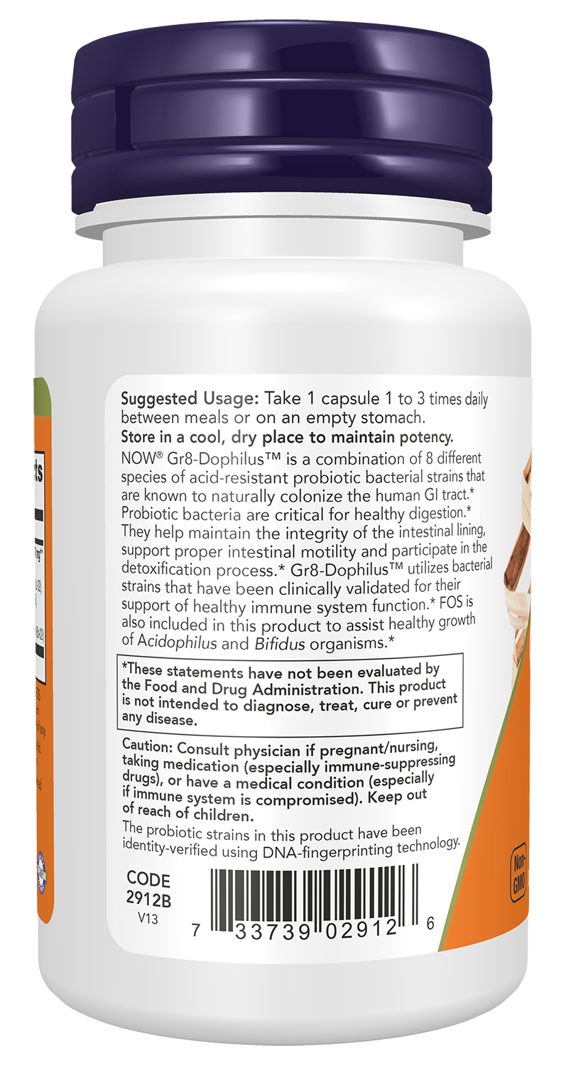 NOW Supplements, Gr8-Dophilus™ 8 Strains & 4 Billion Potency, 60 Veg Caps