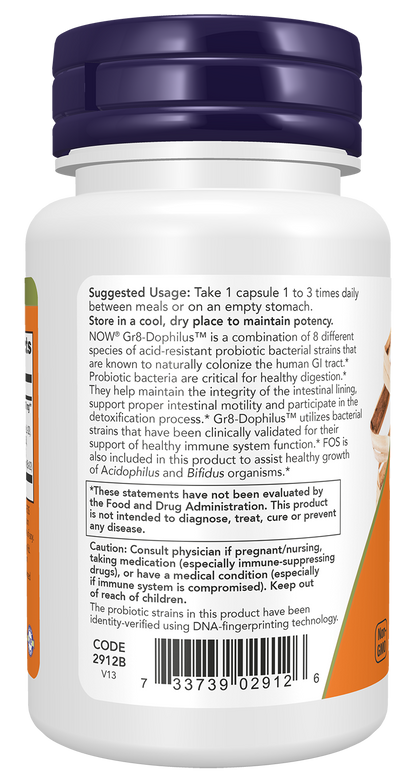 NOW Supplements, Gr8-Dophilus™ 8 Strains & 4 Billion Potency, 60 Veg Caps