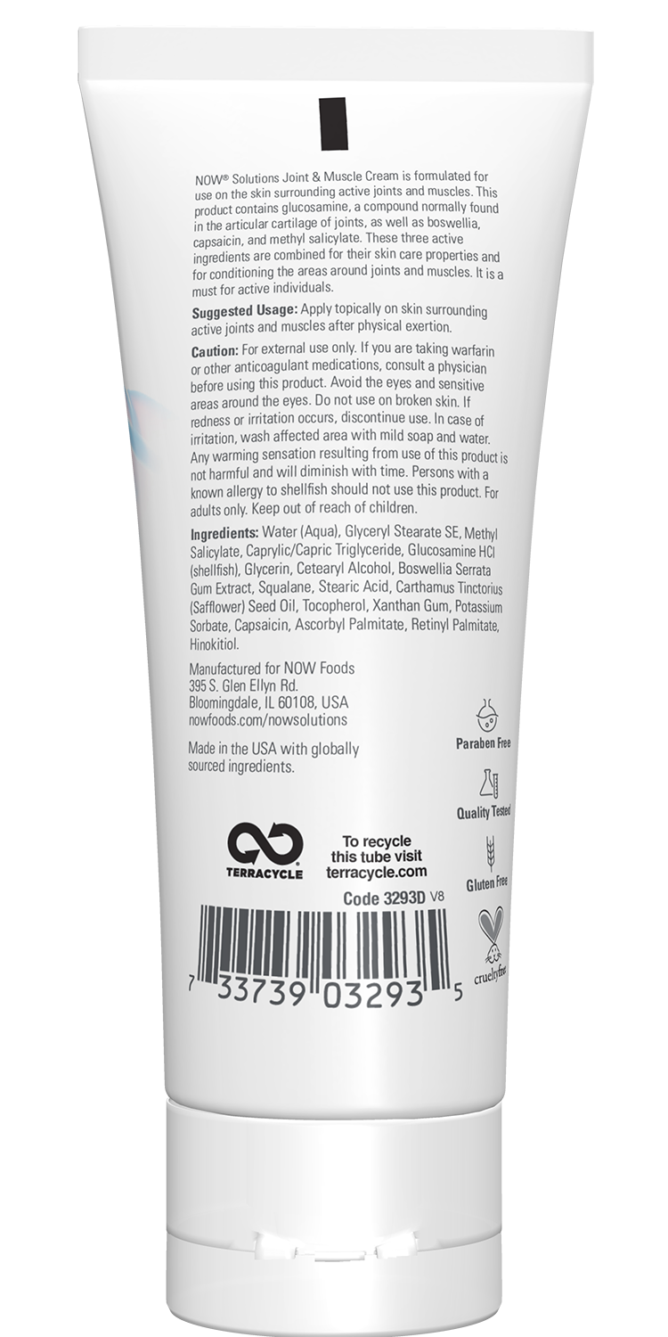 NOW Solutions, Joint & Muscle Cream with Capsaicin and Boswellia, 4 fl. oz