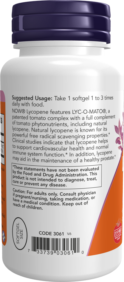 NOW Supplements, Lycopene 10 mg with Extract from Tomatoes, 120 Softgels
