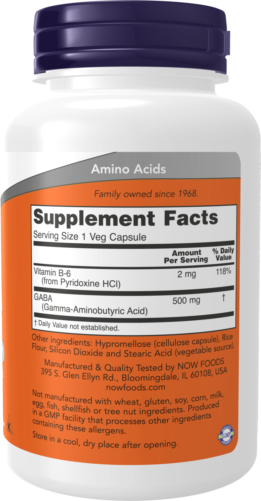 NOW Supplements, GABA 500 mg + B-6, Cognitive Support*, 100 Veg Caps