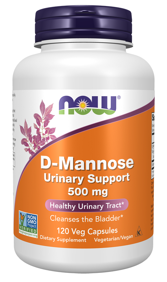 NOW Supplements, D-Mannose 500 mg, Healthy Urinary Tract*, 120 Veg Caps