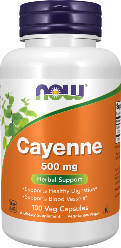 NOW Supplements, Cayenne (Capsicum annuum) 500 mg, 100 Veg Caps